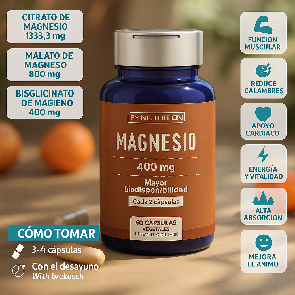 Magnesio Complex 3 en 1: Óxido + Citrato + Lactato para Energía, Sueño y Recuperación Total